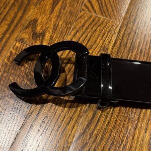 Black Interlocking CC Logo Patent Belt